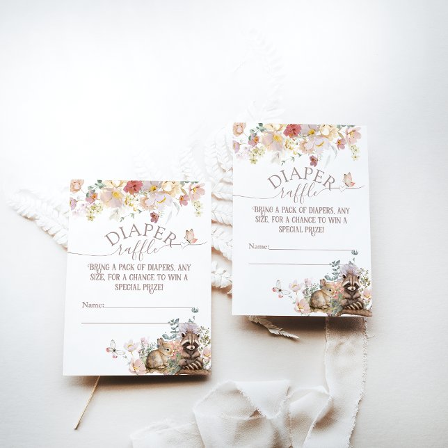 Flicka med blommigt av trädjur Baby Shower Enc Tilläggskort (Skapare uppladdad)