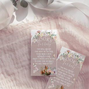 Flicka med blommigt för trädsdjur Baby Shower bok Tilläggskort