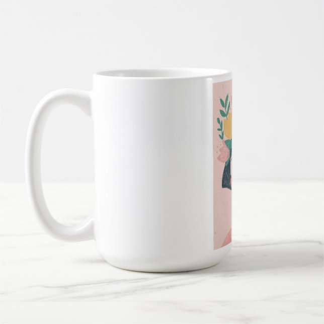 flicka med blommor kaffemugg (Vänster)