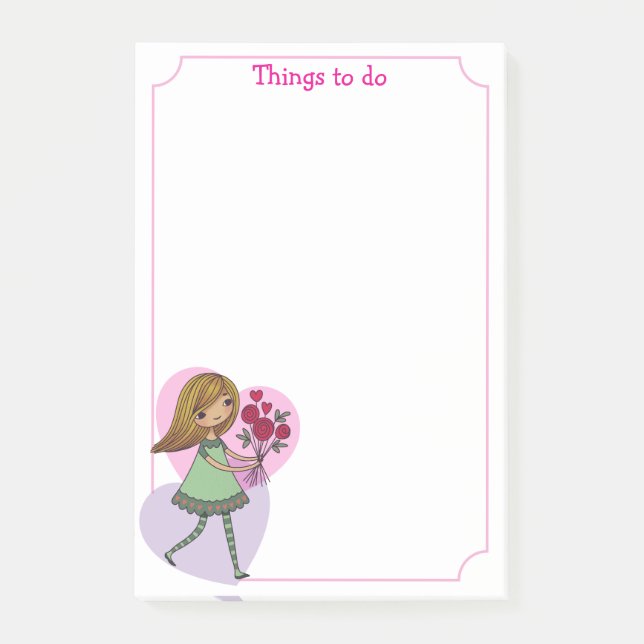 Flicka med blommor post-it block (Framsida)
