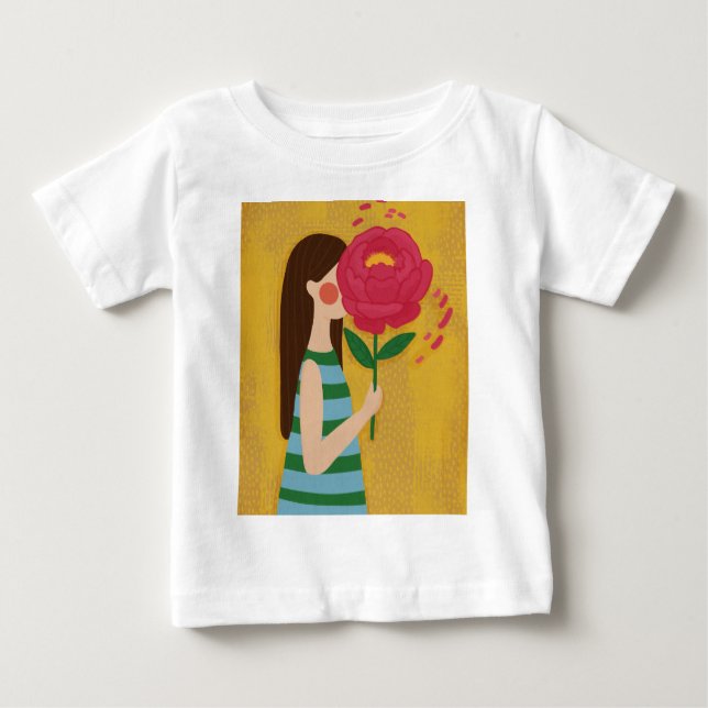 flicka med blommor t shirt (Framsida)