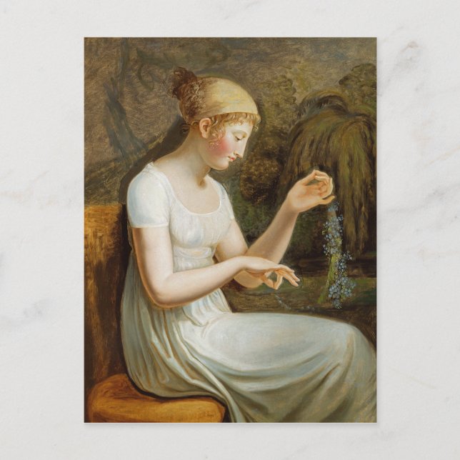 Flicka med blommor vykort (Framsida)