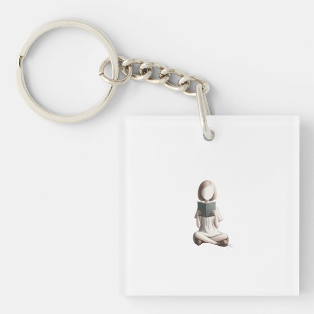 Flicka med bok Nyckelringar & Halsband (Framsidan)