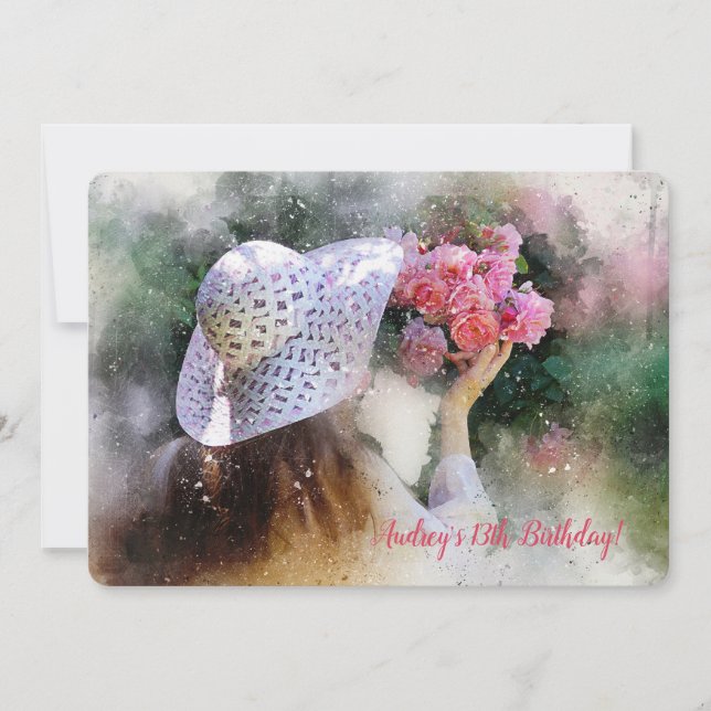 Flicka med Bouquet-inbjudan Inbjudningar (Framsida)