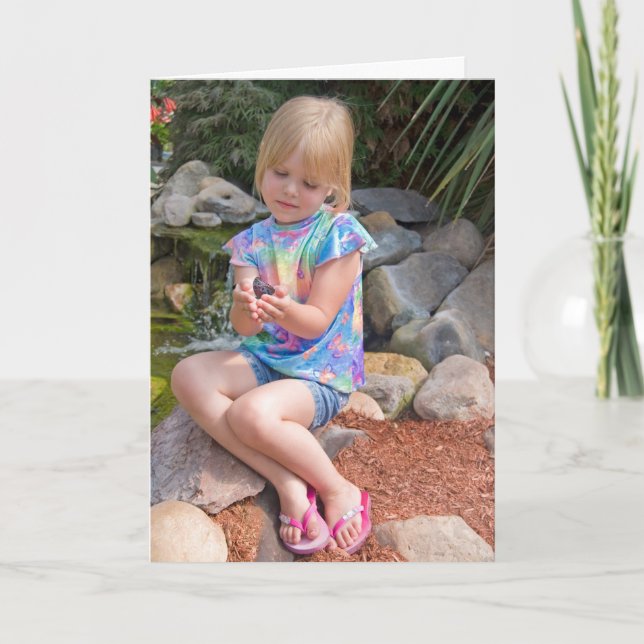 Flicka med Butterfly Kort (Framsida)