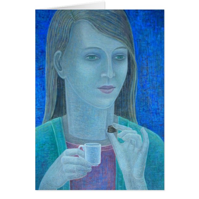 Flicka med choklad 2011 hälsningskort (Framsidan)