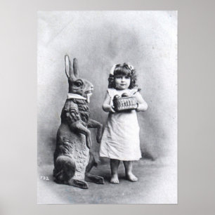 Flicka med choklader och påskharen poster