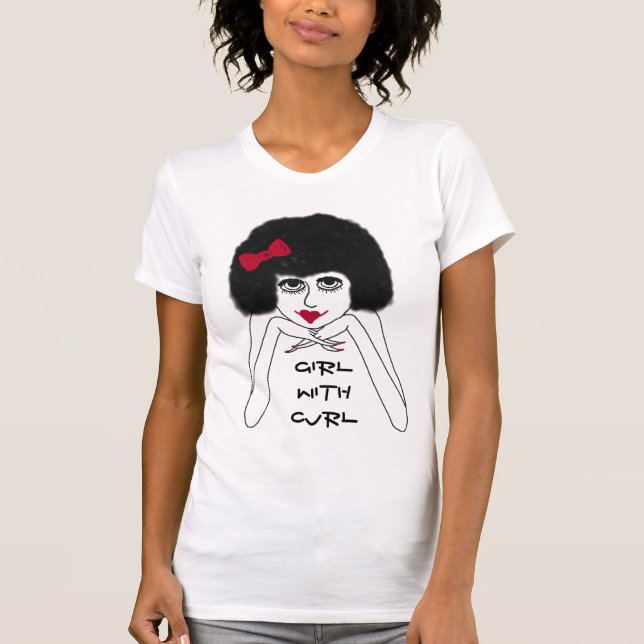 Flicka med Curl Women's Tshirt Tröja (Framsida)