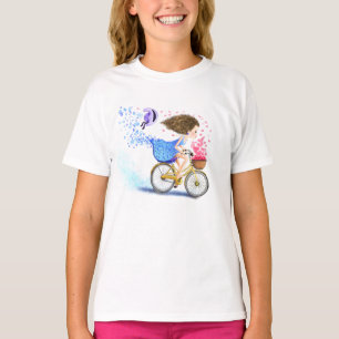 Flicka med cykel romantisk t-shirt
