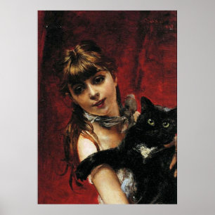 Flicka med den svart katten - poster