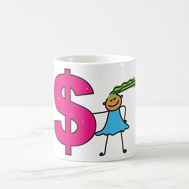Flicka med dollartecken kaffemugg (Skapare uppladdad)