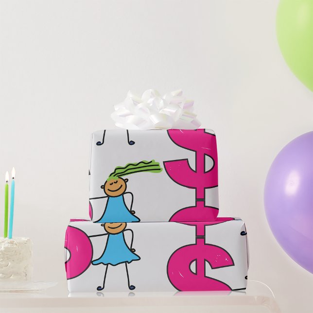 Flicka med dollartecken presentpapper (Skapare uppladdad)