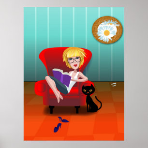 Flicka med en bok poster