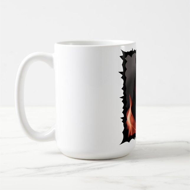 Flicka med en djävulsk mil kaffemugg (Vänster)