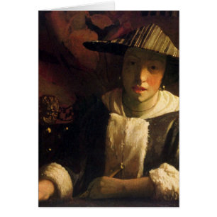 Flicka med en flöjt av Johannes Vermeer Hälsningskort