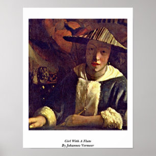 Flicka med en flöjt av Johannes Vermeer Poster