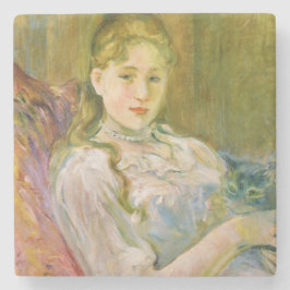 Flicka med en katt (av Berthe Morisot) Stenunderlägg