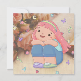 Flicka med en leende illustration inbjudningar