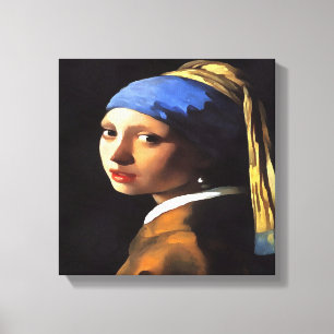 Flicka med en öronmärkning efter Johannes Vermeer Canvastryck