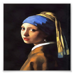 Flicka med en öronmärkning efter Johannes Vermeer Fototryck
