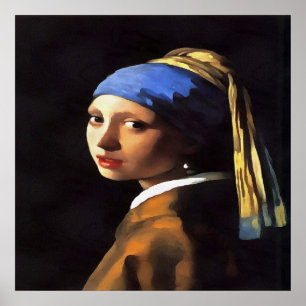 Flicka med en öronmärkning efter Johannes Vermeer Poster