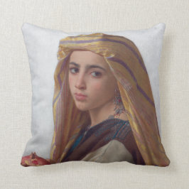 Flicka med en Pomegranate av W.A. Bouguereau Kudde