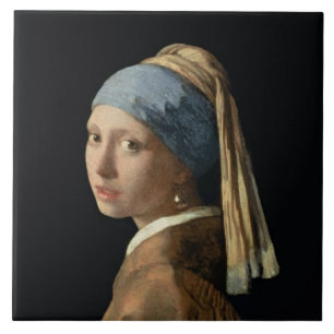 Flicka med ett pärlemorfärg örhänge, c.1665-6 kakelplatta