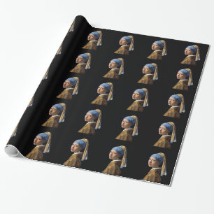 Flicka med ett pärlemorfärg örhänge presentpapper