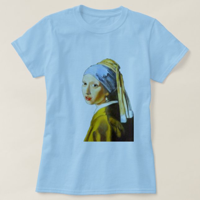 flicka med ett pärlemorfärg örhänge t shirt (Design framsida)
