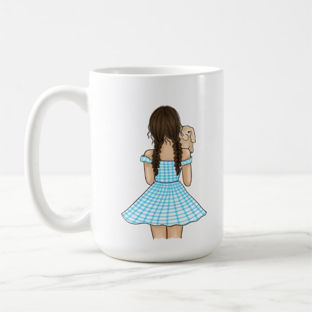 Flicka med ett Pet Bunny med eget namn Kaffemugg (Vänster)