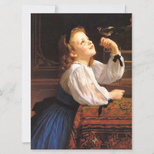 Flicka med fågelmärke (av William-Adolphe Bouguere Kort