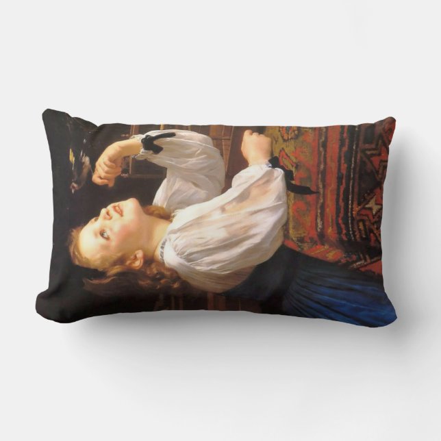 Flicka med fågelmärke (av William-Adolphe Bouguere Lumbarkudde (Framsida)