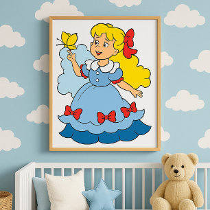 flicka med fjäril poster