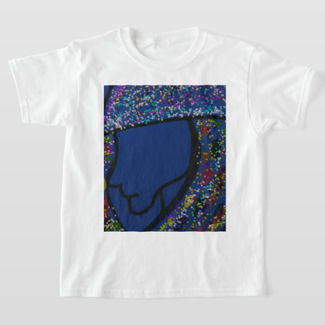 Flicka med fläckig glittertryckhår  t shirt (Laydown)