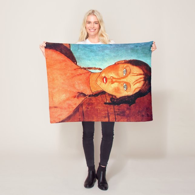 Flicka med flätor, Modigliani Fleecefilt (På plats)