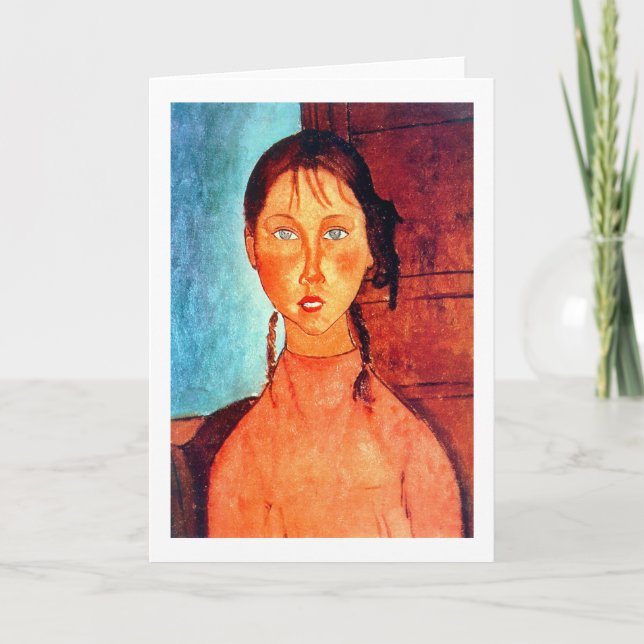 Flicka med flätor, Modigliani Kort (Framsida)