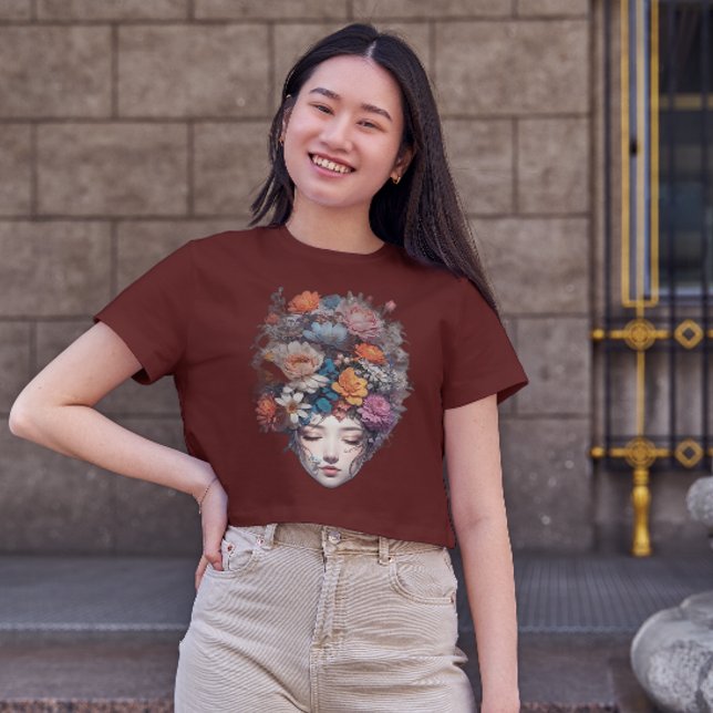 Flicka med Flower Head T-Shirt (Skapare uppladdad)