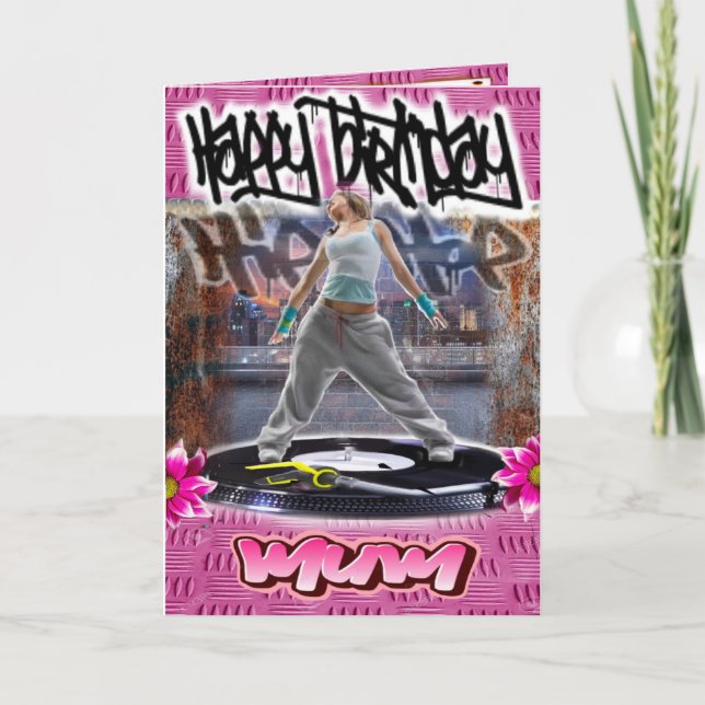 Flicka med födelsedagskort hip hop kort (Framsida)