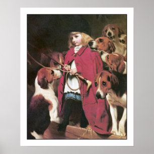 Flicka med Foxhounds - vintagekonstaffisch av Poster