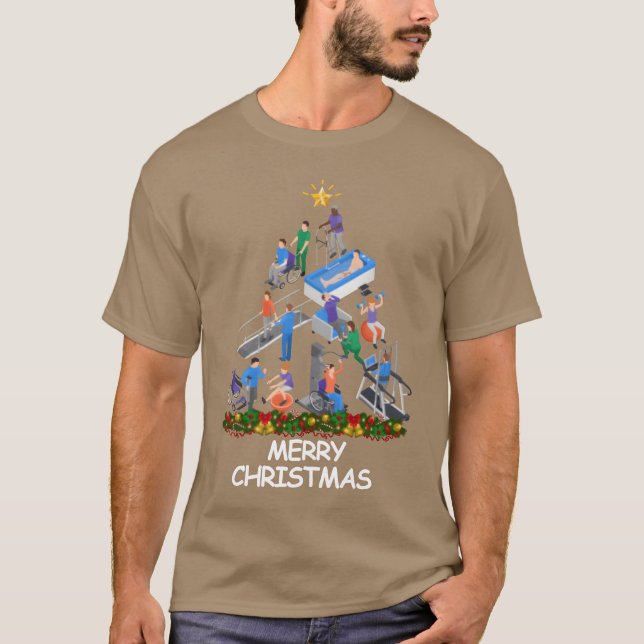 Flicka med fysicalherapist Christmasree God jul T Shirt (Framsida)