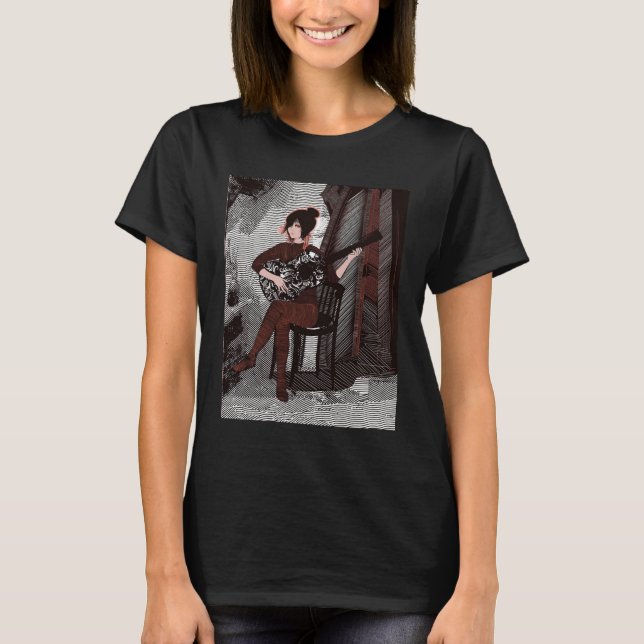 Flicka med gitarr t shirt (Framsida)