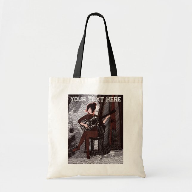 Flicka med gitarr  tygkasse (Framsidan)