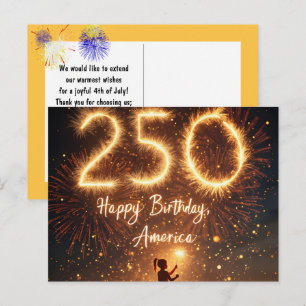 Flicka med gnistor för Amerikas 250-årsdag Vykort