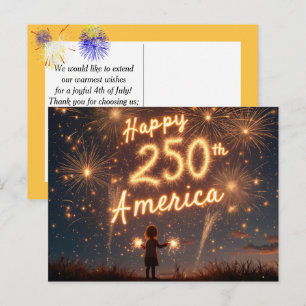 Flicka med gnistor för Amerikas 250-årsdag Vykort