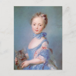 Flicka med grått-katt vykort