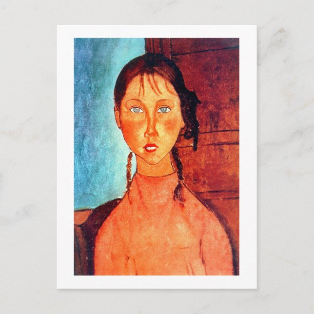 Flicka med grissvansar, Modigliani Vykort (Framsida)