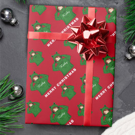 Flicka med Grönt Frog Hoody Teckning jul Presentpapper