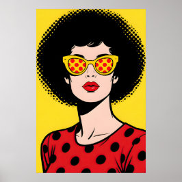 Flicka med gula solglasögon Pop Art-affisch Poster