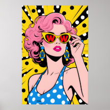 Flicka med gula solglasögon Pop Art