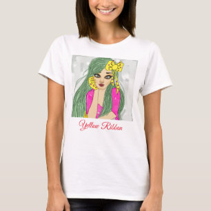 Flicka med Gult Ribbon T-Shirt